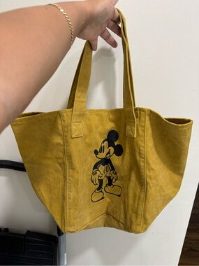 Zara Mustard Yellow Mickey Canvas Tote